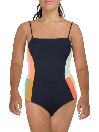 Rip Curl Day Break 1pc Womens Striped Polyester One-piece Swimsuit In Black