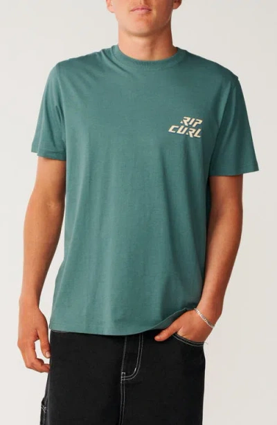 Rip Curl Disorder Legacy Cotton Graphic T-shirt In Green