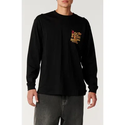 Rip Curl Eddie Would Go Poster Art Long Sleeve Cotton Graphic T-shirt In Black
