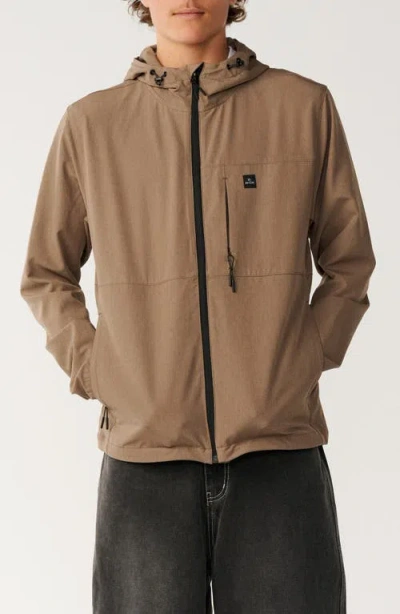 Rip Curl Elite Anti Series Water Repellent Hooded Jacket In Brown