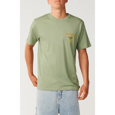 Rip Curl Fade Out Icon Cotton Graphic T-shirt In Green