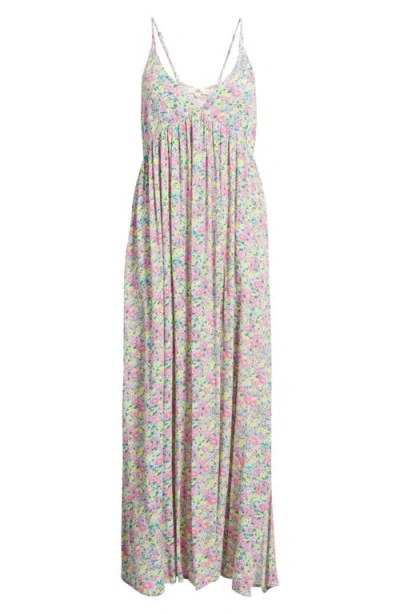 Rip Curl Floral Print Sleeveless Maxi Dress In Pink
