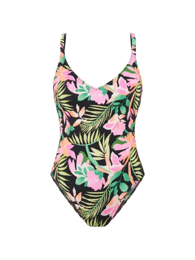 Rip Curl Floral-print Open-back Swimsuit In Multi