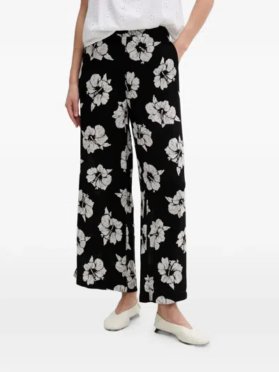 Rip Curl Floral-print Wide-leg Trousers In Black