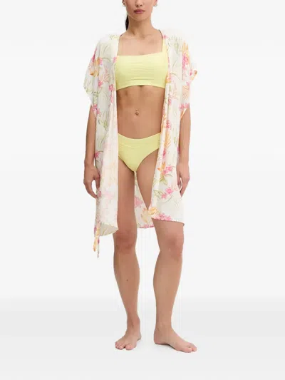Rip Curl Floral-print Wrap Beach Cover-up In White