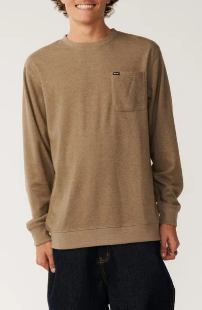 Rip Curl Grid Crewneck Pocket Sweatshirt In Brown