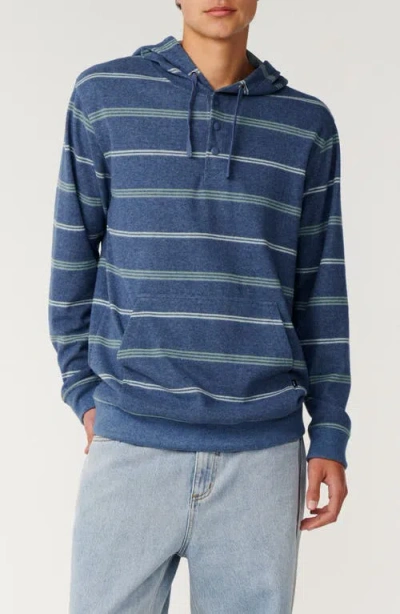 Rip Curl Grid Hood Stripe Henley Hoodie In Blue