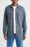 Rip Curl Grid Stretch Fleece Button-up Shirt In Blue