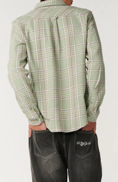 Rip Curl Griffin Plaid Cotton Flannel Button-up Shirt In Sage