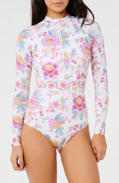 Rip Curl Half Moon Bay Long Sleeve One-piece Rashguard Swimsuit In Multi