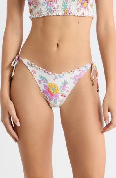 Rip Curl Half Moon Bay Tie Side Bikini Bottoms In Neutral
