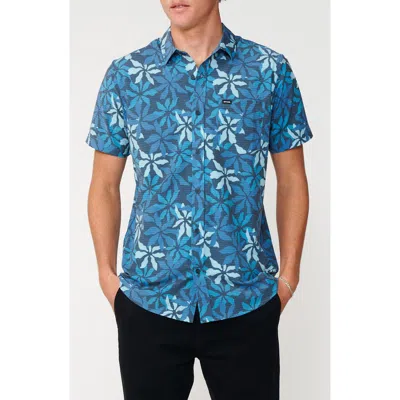 Rip Curl Hawaii Aerotech Short Sleeve Performance Button-up Shirt In Blue