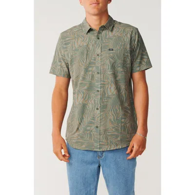 Rip Curl Hawaii Aerotech Short Sleeve Performance Button-up Shirt In Green