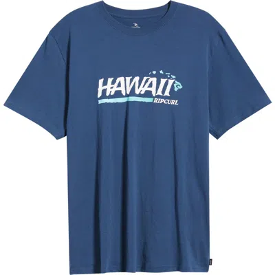 Rip Curl Hawaii Gritty Cotton Graphic T-shirt In Blue