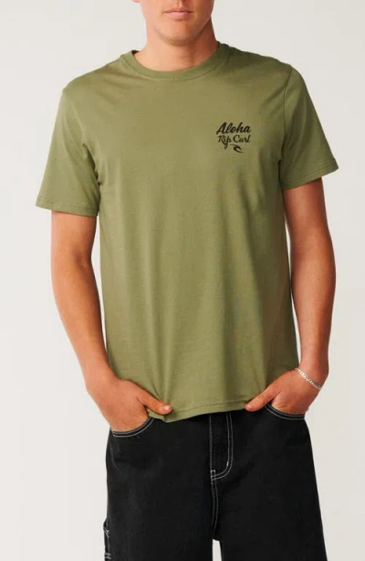 Rip Curl Hawaii Hula Cotton Graphic T-shirt In Green