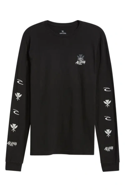 Rip Curl Hawaii Tapa Hex Graphic Long Sleeve T-shirt In Black