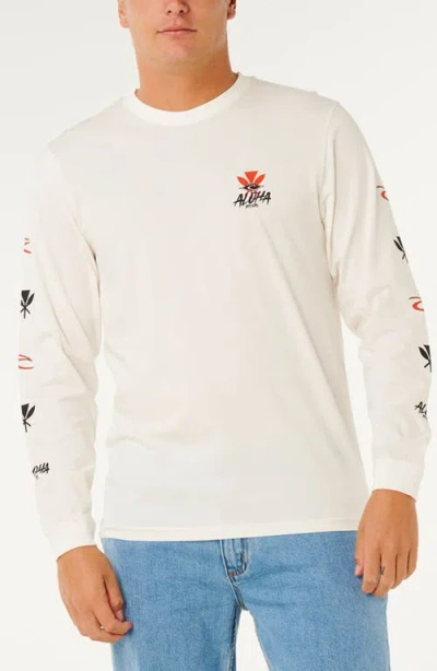 Rip Curl Hawaii Tapa Hex Graphic Long Sleeve T-shirt In White