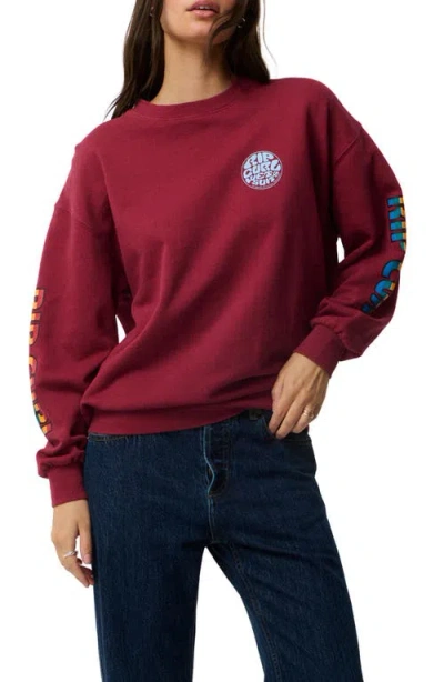 Rip Curl Heritage Graphic Oversized Sweatshirt In Purple