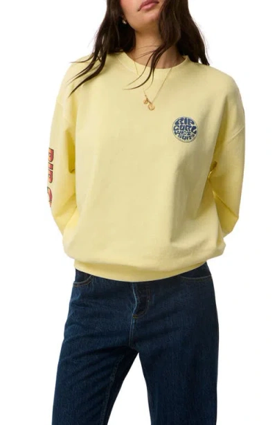 Rip Curl Heritage Graphic Oversized Sweatshirt In Yellow