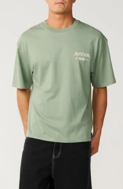Rip Curl Heritage Icon Oversize Cotton Graphic T-shirt In Green