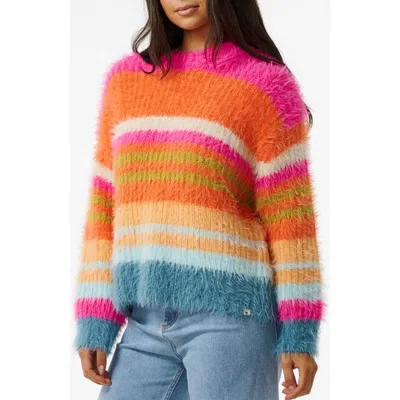 Rip Curl Hibiscus Heat Stripe Sweater In Hot Pink