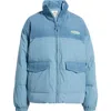 Rip Curl High Tide Mixed Media Cotton Puffer Jacket In Dusty Blue