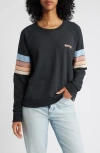 Rip Curl High Tide Stripe Raglan Sleeve Sweatshirt In Black Marle