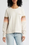 Rip Curl High Tide Stripe Raglan Sleeve Sweatshirt In Oatmeal Marle