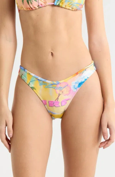 Rip Curl Hotel Malibu High Leg Cheeky Bikini Bottoms In Multi
