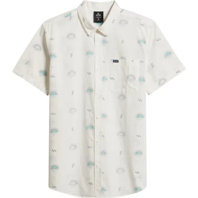 Rip Curl Hypno Micro Short Sleeve Button-up Shirt In White