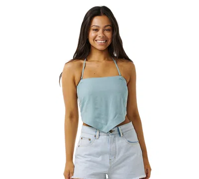 Rip Curl Juniors' Hibiscus Heat Halter-neck Sleeveless Top In Blue