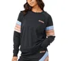 Rip Curl High Tide Stripe Raglan Sleeve Sweatshirt In Black Marle