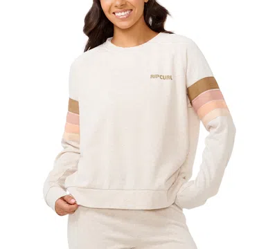 Rip Curl High Tide Stripe Raglan Sleeve Sweatshirt In Oatmeal Marle