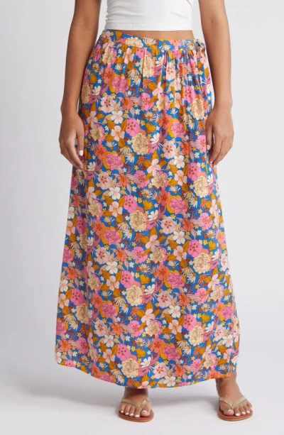 Rip Curl Kamari Floral Wrap Maxi Skirt In Pink Multi
