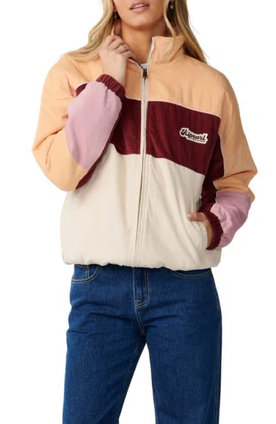 Rip Curl Keepsakes Colorblocked Corduroy Bomber Jacket In Brown