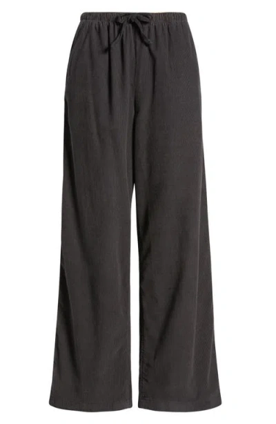 Rip Curl Keepsakes Corduroy Wide Leg Drawstring Pants In Black