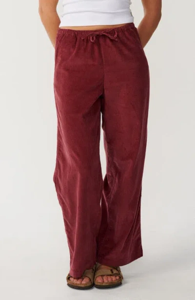 Rip Curl Keepsakes Corduroy Wide Leg Drawstring Pants In Burgundy