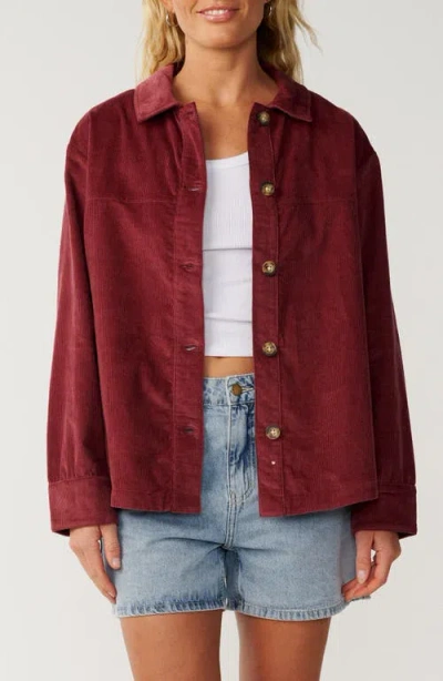 Rip Curl Keepsakes Washed Corduroy Shirt In Burgundy