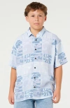 Rip Curl Kids' Artist Of The Search Ty Williams Asdf Short Sleeve Button-up Shirt In Blue
