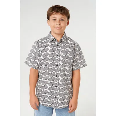 Rip Curl Kids' Artist Of The Search Yardy Short Sleeve Button-up Shirt In Gray