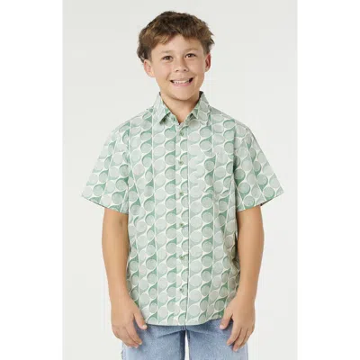 Rip Curl Kids' Artist Of The Search Yardy Short Sleeve Button-up Shirt In Green