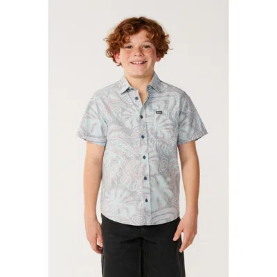 Rip Curl Kids' Barrel Killa Short Sleeve Button-up Shirt In Pine Night