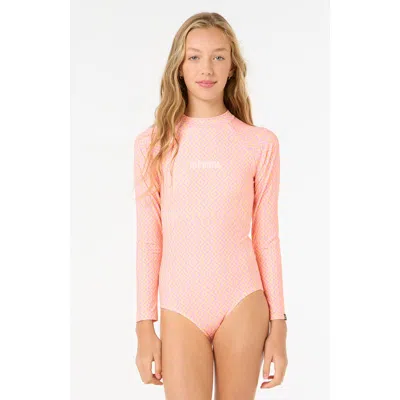Rip Curl Kids' Blissy One-piece Rashguard Swimsuit In White