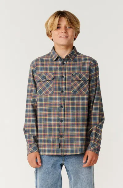 Rip Curl Kids' Checked In Flannel Shirt In Pine Night
