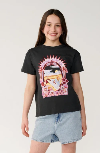 Rip Curl Kids' Costa Del Sol Graphic Cotton T-shirt In Black