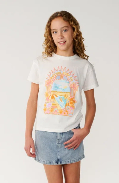 Rip Curl Kids' Costa Del Sol Graphic Cotton T-shirt In White