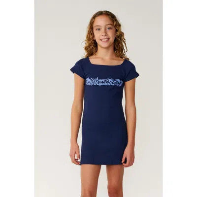 Rip Curl Kids' Costa Del Sol Ribbed Dress In Blue