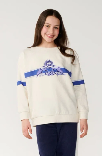 Rip Curl Kids' Dolphin Archive Crewneck Sweatshirt In White
