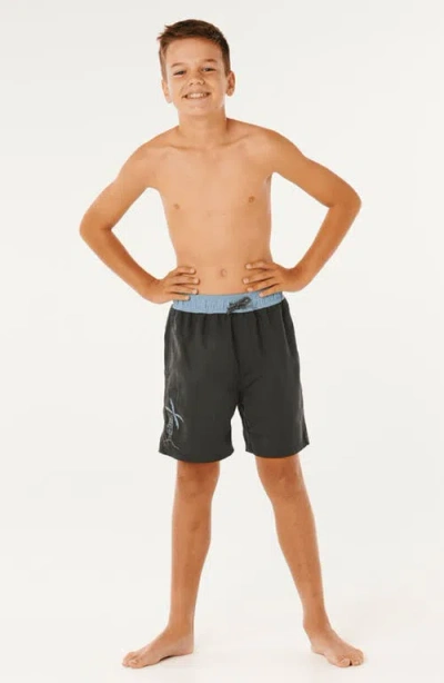 Rip Curl Kids' Eternal Shred Block Swim Trunks In Black