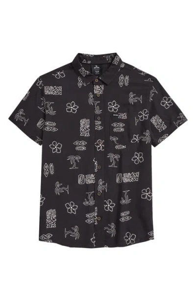 Rip Curl Kids' Evolution Short Sleeve Button-up Shirt In Black